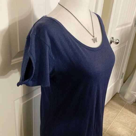 PHARAPHRASE Heathered dark blue peak-a-boo cutout sleeve t-shirt SMALL MEDIUM - Picture 6 of 15